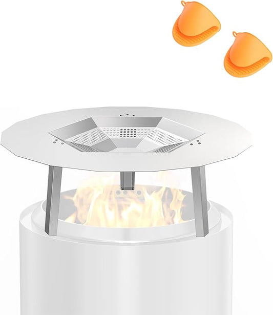 BBQ-PLUS One-Piece Heat Deflector Replacement for Solo Stove Ranger 15" Fire Pit, Stainless Steel Heat Diffuser Accessories with 3 Support Leg for Most 15 inches Outdoor/Indoor Backyard Fire Pit