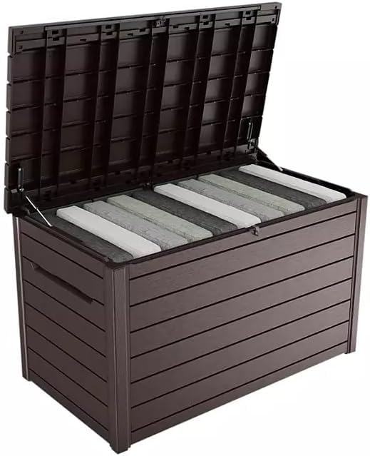 230-Gallon XXL Weather Resistant Resin Deck Storage Container Box, Outdoor Patio Garden Furniture (Brown)