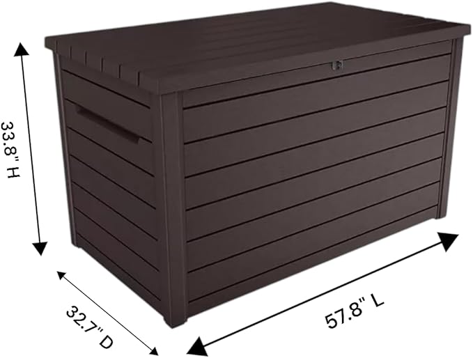 230-Gallon XXL Weather Resistant Resin Deck Storage Container Box, Outdoor Patio Garden Furniture (Brown)