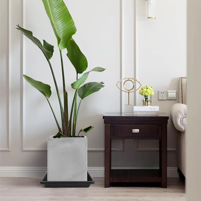 14 Inch 2 Pack Square Plant Saucer, Durable Plastic Plant Trays for Pots-Indoor Outdoor, Durable and Thicker Large Plant Drip Trays, 6 8 10 12 13 16 18 20 Flower Planter Saucers for Potted Plants