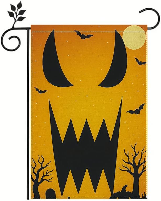 Halloween Garden Flag 12x18 Inch Double Sided Scary Pumpkin Face Yard flag Outdoor Spooky Party Porch Patio Lawn Decoration for Halloween Birthday Party Indoor Outdoor Décor