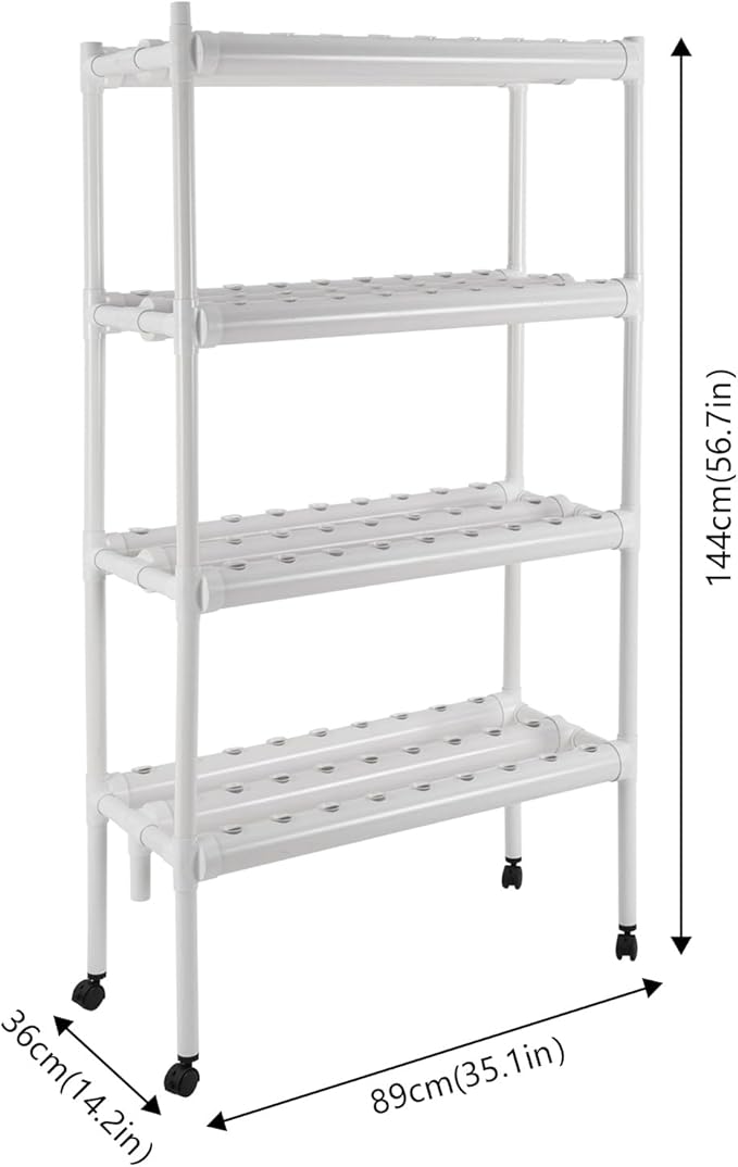 Hydroponics Growing System with Water Pump and Timing, 4 Layers Hydroponic Vegetable Growing Kit 108 Sites Food-Grade PVC-U Pipes for Fruits, Vegetables, Herbs