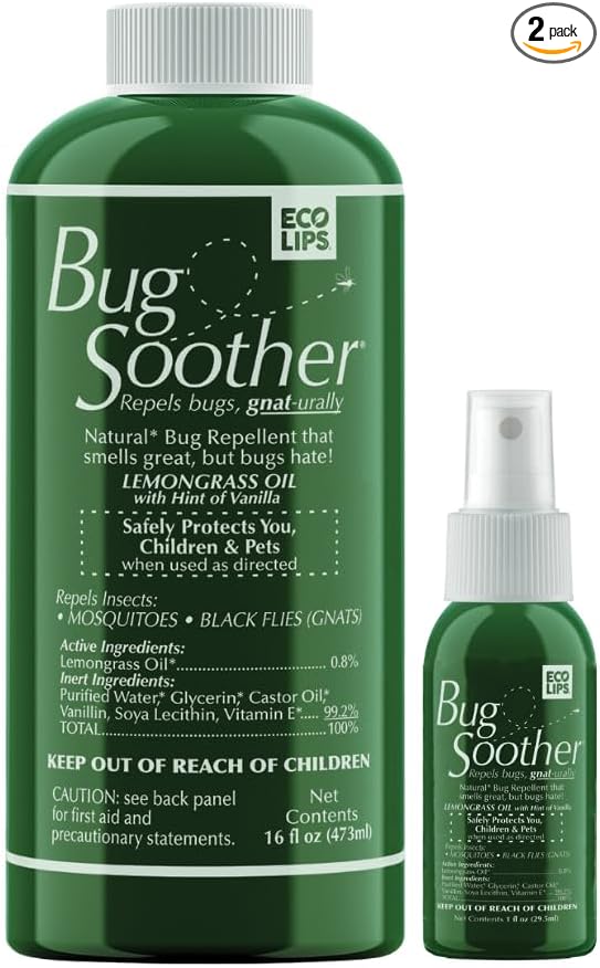 Bug Soother Refill - Natural Insect, Gnat and Mosquito Repellent & Deterrent - 100% DEET-Free Safe Bug Spray for Adults, Kids, Pets, Environment - Includes Free 1 oz. Travel Size. (16 oz.)