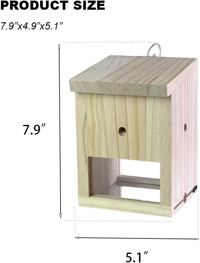 Carpenter Bee Observer, Untreated Pine Wood Device for Garden & Farm, Monitor Bee Activity to Protect Wood Structures from Damage