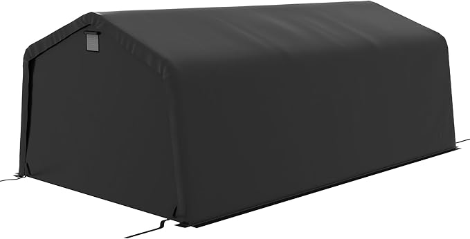 Outsunny 12' x 20' Heavy Duty Carport, Portable Garage Canopy Tent with 2 Ventilation Windows and Large Door, for Car, Truck, Boat, Motorcycle, Bike, Garden Tools, Black