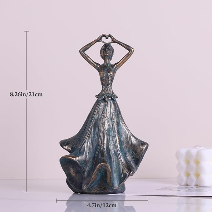 QIANLING 8'' Fairy Statue - Leaf Angel Girls Sculptures Resin Home Decor, Decorations Figurines Gift for Inside or Outside, Bedroom, Office Desktop, Cabinets, Book Shelf or Outdoor Garden Yard