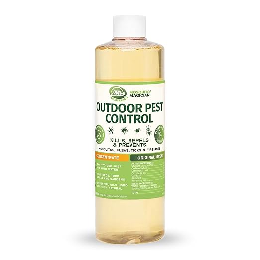 Mosquito Magician Liquid Concentrate, Kills Mosquitoes, Fleas & Fire Ants, Yard Spray Treatment, Safe for Pets, Use with Sprayers, Foggers & Misting Systems, Outdoor Mosquito Repellent - 16 Fl Oz