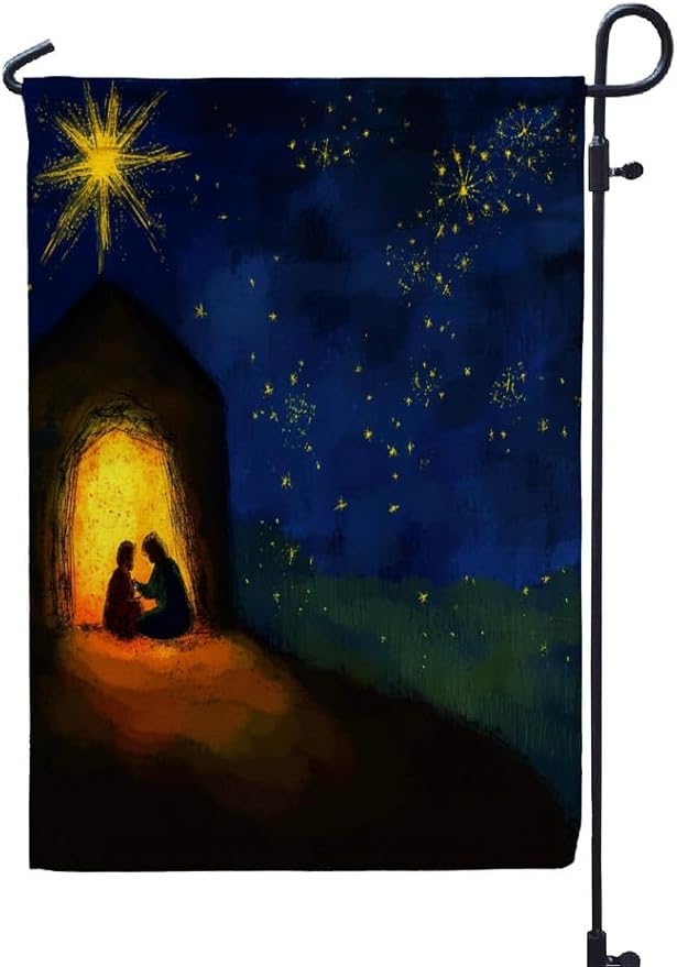 Birth of Jesus starry sky Outdoor Garden Flag 12X18 Inches Double Sided Seasonal Garden Flag