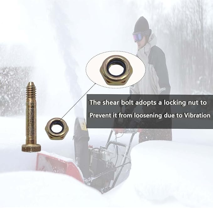 YOIASUGH 53200500 Shear Pins Bolts Nuts 1/4 Inches fits Ariens Snow Blowers 05907 532005 510016 51001600 B1SB918 AM123342 710-04954 (Set of 6)