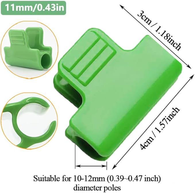 24pcs Greenhouse Clamps Hoops for 10-12mm PVC Pipe Tubes, Greenhouse Film Clamps Shading Net Rod Clip Garden Hoops for Row Cover, Greenhouse Plastic Sheeting Support, Green (11mm)