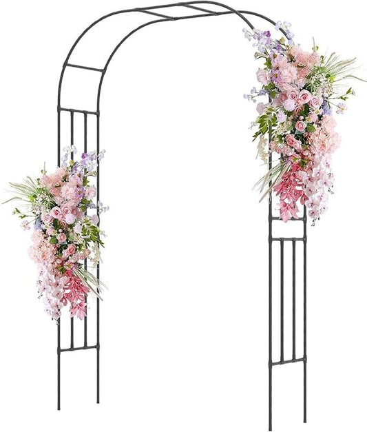 LDAILY Moccha Garden Arch Arbor Trellis, 95" Sturdy Metal Arbor with PE-Coated Steel Tubes, Spiral Rods Design, Outdoor Archway for Climbing Plants, Garden Arch for Wedding Decoration, Lawn, Party
