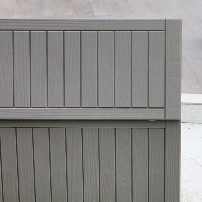 BTEXPERT 80 Gallon Deck Box Outdoor Storage Container with Steel Insert for Patio Furniture Garden Tools Cushions Pool Supplies Sports Equipment Waterproof Lockable UV Resistant Resin