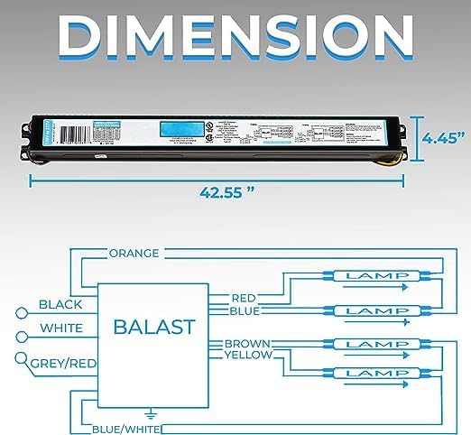 OHLECTRIC Replacement for ICN-4S54-90C-2LS-G 4 Lamp - T5 Fluorescent Electronic Ballast - 120-277 Volt - Instant Start - Standard and Energy Efficient Ballasts, UL Approved - OL- 66437