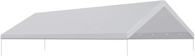 Strong Camel 10'x20' Carport Replacement Canopy Cover for Tent Top Garage Shelter Cover with Ball Bungees (Only Cover, Frame is not Includ (White, 10x20)