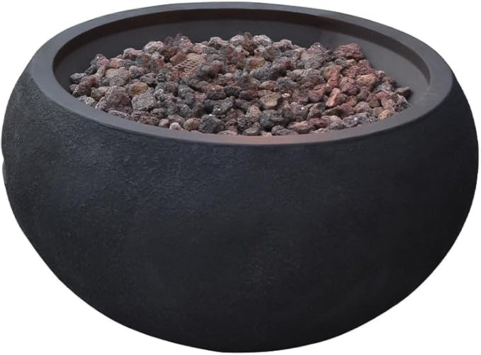York Concrete Fire Pit 27" x 27" Outdoor Patio Firepit Includes Lava Rocks Modern Fire Pits & Outdoor Fireplaces for Garden, Deck, Indoor & Outdoor Heating