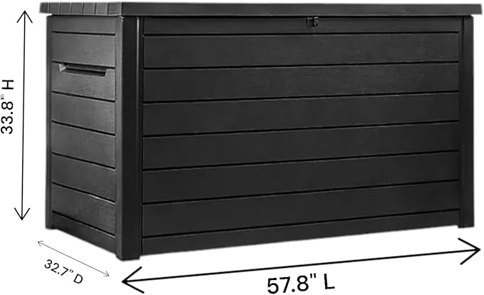 230-Gallon XXL Weather Resistant Resin Deck Storage Container Box, Outdoor Patio Garden Furniture (Graphite)