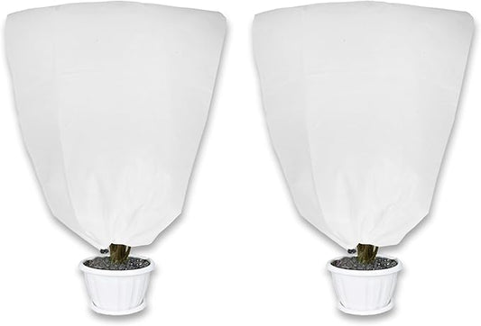 2 Pack Plant Covers Freeze Protection for Winter, 31.5''×23.6'' Frost Cloths for Outdoor Plants Cold Weather Blankets with Drawstrings