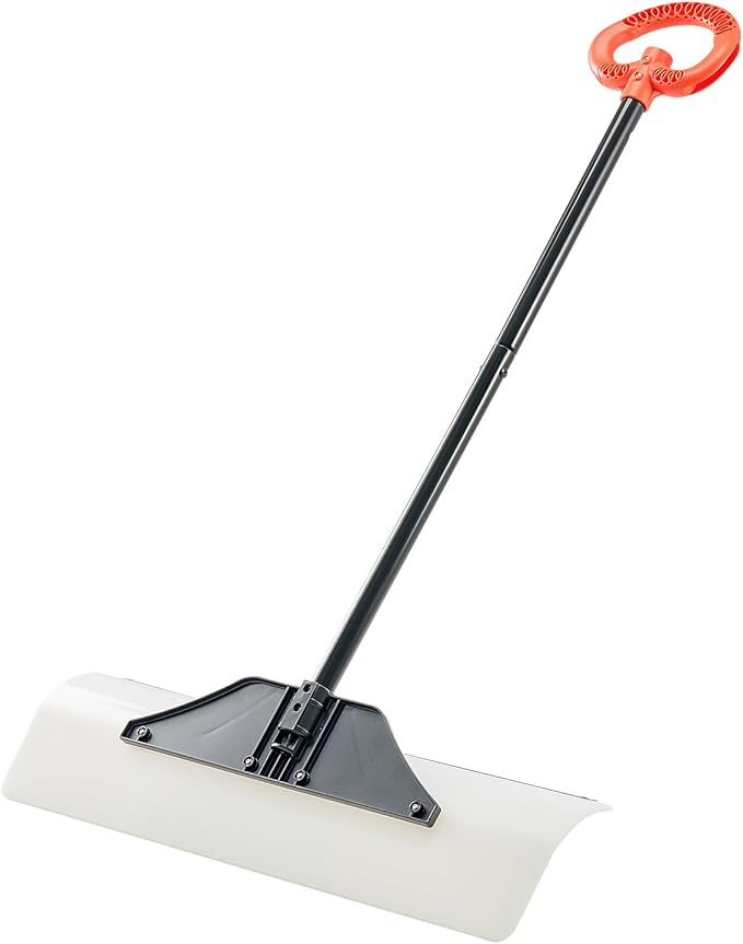 VEVOR Snow Pusher, 30 inch Wide Push Snow Shovel Plow for Driveway, Sidewalks and Doorways with Segmented Handle, Ergonomic Grip and HDPE Plastic Blade