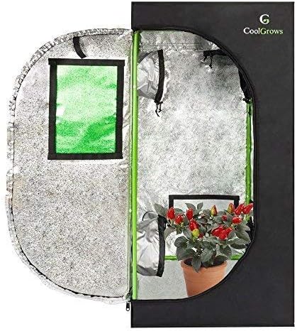 Grow Tent, 2x2 Feet Mylar Hydroponic Grow Tent with Obeservation Window and Floor Tray for Indoor Gardening Plant Growing (24"x 24"x 48")