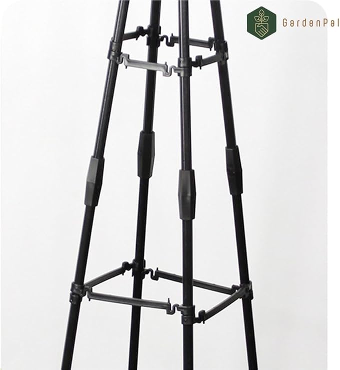GardenPal 2 Pack 4ft Decorative Garden Obelisk Trellis, Metal Plant Trellis and Tomato Cage for Potted Plants, Decorative Tomato cage Plant Trellis for Vines, Rose, Pea