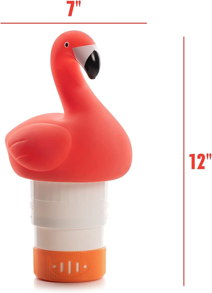 XY-WQ Chlorine Floater, Floating Pool Chlorine Dispenser (Flamingo), Fits 1 and 3 Inch Tablets for Large and Small Pools, Hot Tub, Spa