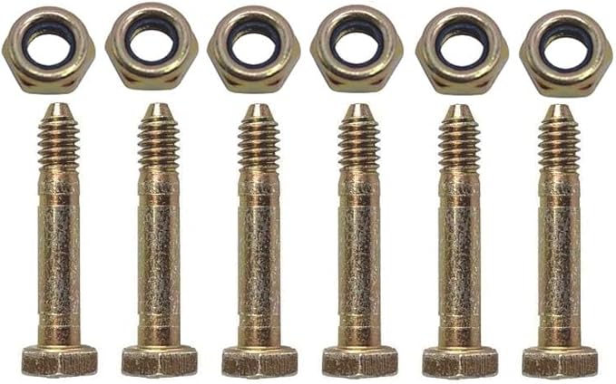 YOIASUGH 53200500 Shear Pins Bolts Nuts 1/4 Inches fits Ariens Snow Blowers 05907 532005 510016 51001600 B1SB918 AM123342 710-04954 (Set of 6)