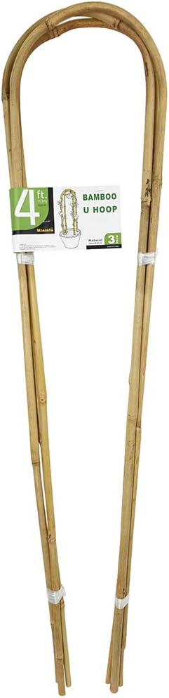 4 Feet Natural U-Hoops Bamboo, Mininfa Garden Trellis, Bamboo Trellis U-Shape for Plant Support - 3 Pack