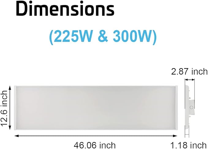 4FT LED High Bay Light - Pack of 2-300W - 42000LM - 1-10V dimmable - 5000K - UL and DLC Listed - Replaces 8 Lamp Fluorescent T5 Fixture