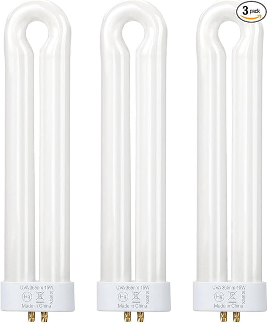 15W Bug Zapper Light Bulb Compatible with Black Flag BZ-15 BB-15WHT, for Hemiua T6, T8, T9, for Flowtron BK-15D, for Stinger B1515 FP15 UV15 & Most U Shaped Twin Tube Bulbs with 4-Pin Base, 3 Pack