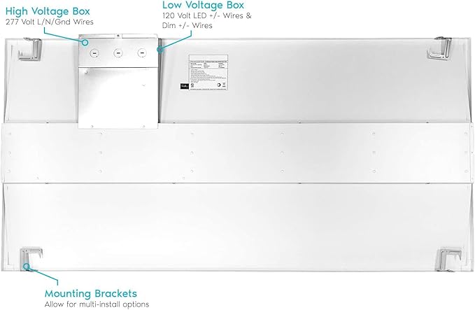 2x4 FT Center Basket LED Troffer Panel Light, 40/50/60W, 3 Color Options 3000K | 4000K | 5000K, Dimmable Drop Ceiling Lights, 5000/6250/7500 Lumens, Damp Rated, 120-277V, DLC Premium (4 Pack)