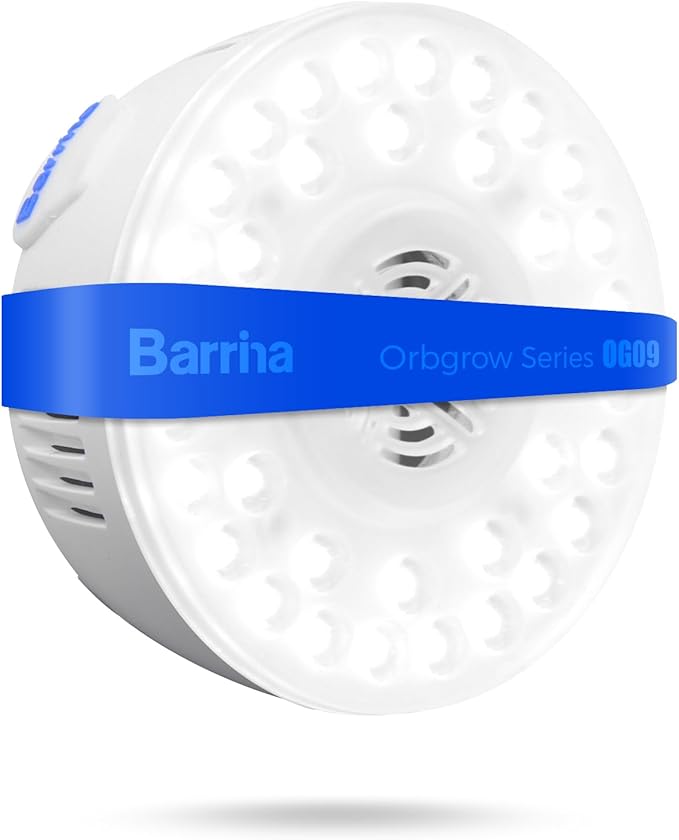 Barrina Orbgrow OG09 Puck LED Grow Light, 5000K 9W (135 Watt Equiv), Plant Lights for Indoor Plants Full Spectrum, Magnetic & Linkable, Small Grow lamp, Perfect for Plant Shelf, 1 Pack