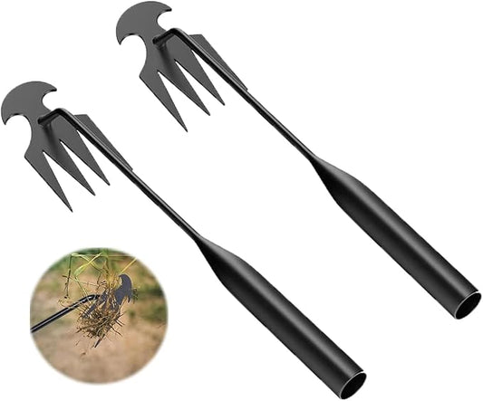 2Pcs Weed Puller Tool, Weeding Artifact Uprooting Steel Hand Weeder Tool for Garden Yard Farm - Durable Manganese, Manual Multifunctional Weeding Artifact Kit (Black)