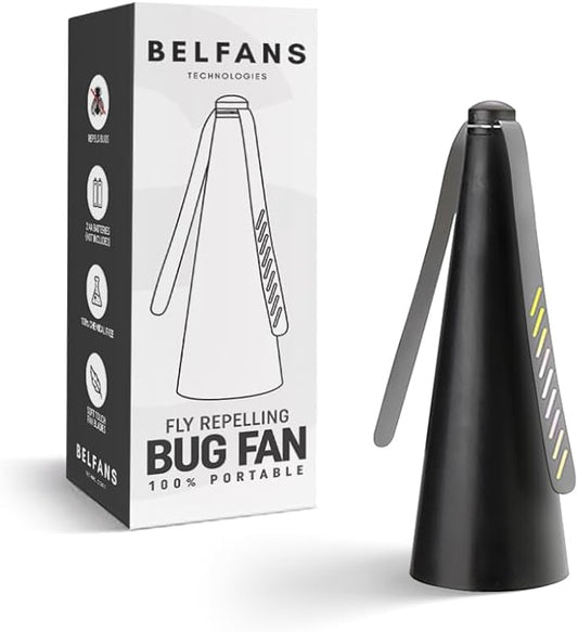 FlyRepellent Fan for Tables – USB Powered/Rechargable, Soundless Fly Swatter with Holographic Blades and Portable Fly Fan for Bees, Wasps & Outdoor Use (1, Black Rechargeable)