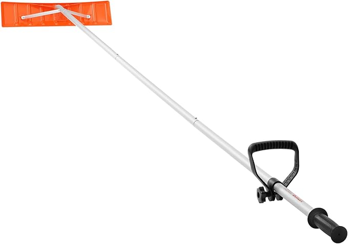 VEVOR Snow Roof Rake, 21ft Reach Aluminium Handle, 25" Plastic Blade Snow Removal Tool, Superior Roof Shovel with Anti-Slip Handle Grip, Easy to Setup & Use for House Roof, Wet Leaves, Car Snow