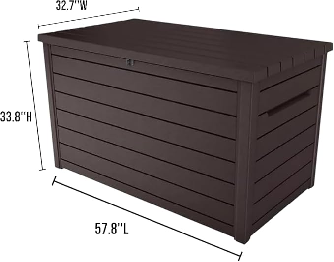 Outdoor Storage Box with Lockable Lid - Weather-Resistant and Stylish (Brown, 230-Gallon)