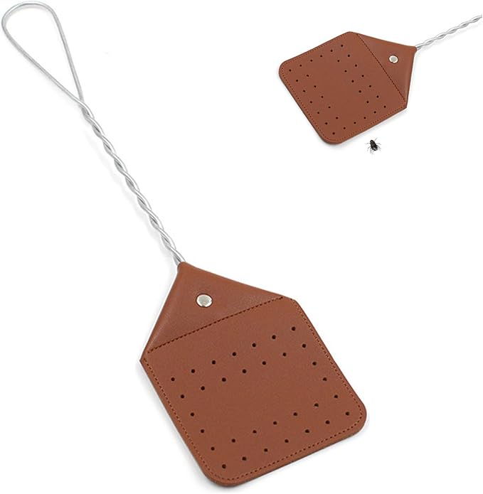 Fly Swatter, Fly Swatter Flexible PU Leather Swatters Heavy Duty with Iron Wire Handle for Indoor Outdoor Bug Mosquitoes and Bees, Flyswatter