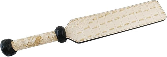 16.14 Inch Handmade Faint Yellow Leather Paddle Horse Riding Crop Whip, Perfect for Training Shows and Costumes Equestrian Horse Whip, Durable Equestrian Paddle