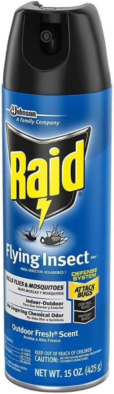 Raid Flying Insect Killer - Effective Bug Control Spray for Indoor & Outdoor Use - Fast-Acting Pest Repellent, 15 Oz (Pack of 8)