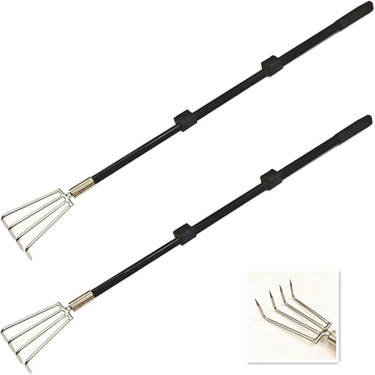 2 Pcs tainless Steel Garden Claw rake Multifunctional rake, Lengthened Aluminum Alloy Handle,Garden rakes, Clams rakes, Weeding rakes can Also be Used to dig for Treasures. (2)