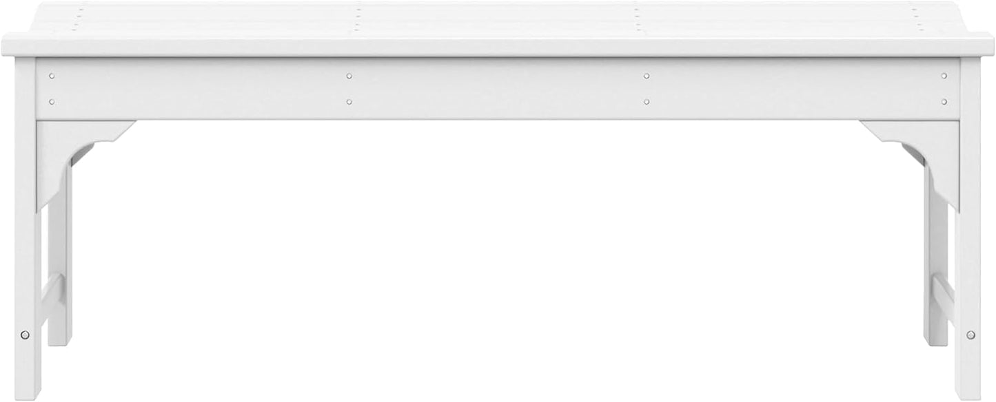 WestinTrends Malibu Outdoor Bench, All Weather Resistant Poly Lumber Backless Patio Garden Bench, Adirondack Curved Bench Seat for Comfort, White