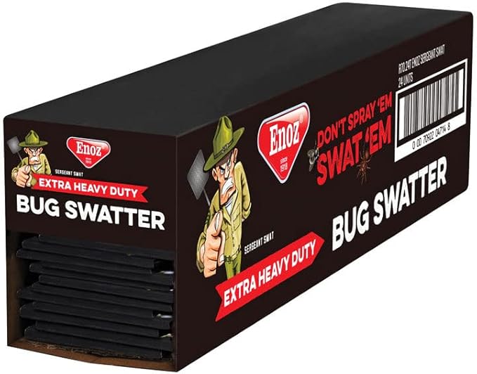 Enoz Extra Heavy Duty Fly Bug Swatter Super Strong Steel Handle Precision Manufactured Rubber Flapper