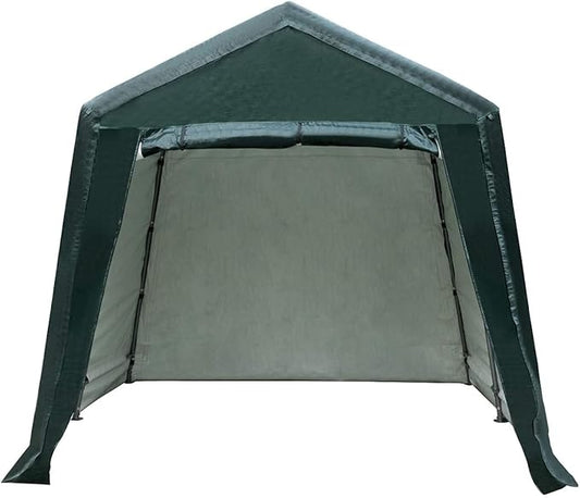 ERGOMASTER 8 Ft x 14 Ft Outdoor Carport Patio Storage Shelter Metal Frame and Waterproof Ripstop Cover for Motorcycle and ATV Car