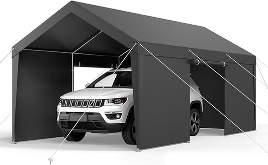 VEVOR 12x20 FT Heavy Duty Carport, Portable Car Canopy with Removable Sidewalls and Door, Outdoor Car Shelter, UV-Resistant, Water-Resistant, All-Season Car Shelter for Cars, Boats, and Equipment
