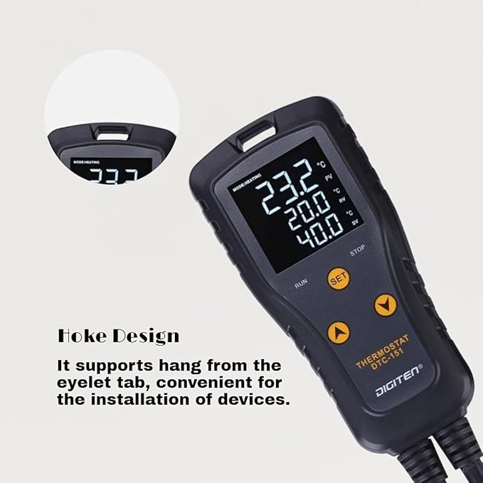 DIGITEN DTC151 Temperature Controller Plug-in Thermostat Cooling Heating Temperature Controller Outlet GreenhouseThermostat for Germination Incubation Homebrewing