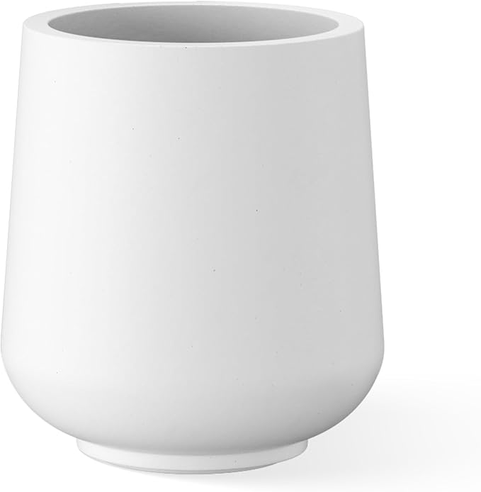 Kante 11.6" Dia Round Concrete Planter, Outdoor Indoor Large Plant Pots Containers with Drainage Hole and Rubber Plug for Home Garden Patio, Pure White