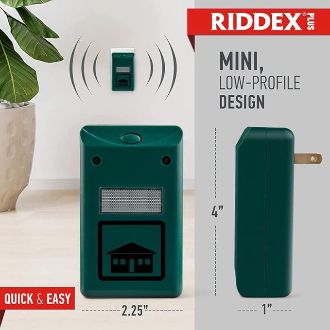 RIDDEX Plus Insect Repellent | Plug in, Mouse Deterrent - Pest Control for Defense Against Rats, Mice, Roaches, Bugs and Insects | Control Pests with No Toxins | Green