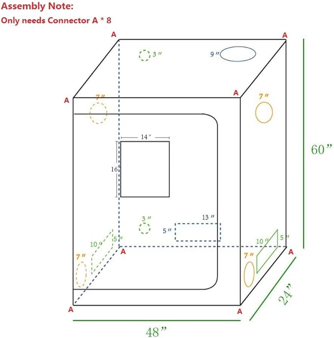 Grow Tent, 4x2 Feet Mylar Hydroponic Grow Tent with Observation Window and Floor Tray for Indoor Gardening Plant Growing (48"x24"x60")