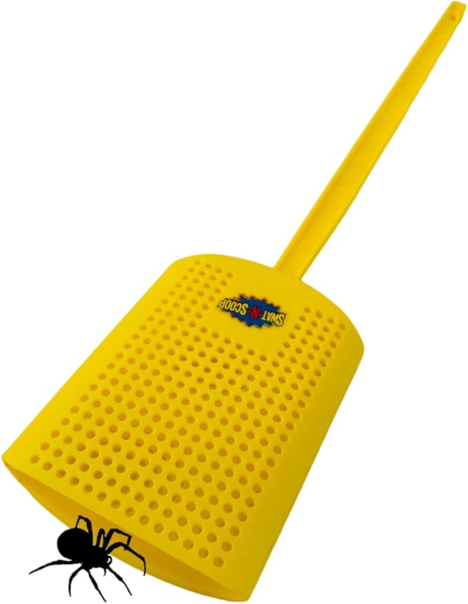 Heavy Duty Fly Swatter and Spider Catcher and Release. Insect Fly Catchers for Inside Home. House Fly Swatter or Humane Bug Catcher with Built in Insect Scoop. (2pk, Yellow)