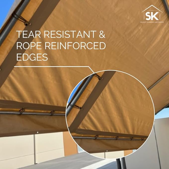 16 Mil Valance Replacement Canopy Waterproof Tarp - True Fit Heavy Duty Tarp with UV Protection, Tear Resistance, Arctic Flexibility & Sewn-in Ties 10x20 High Peak Frames