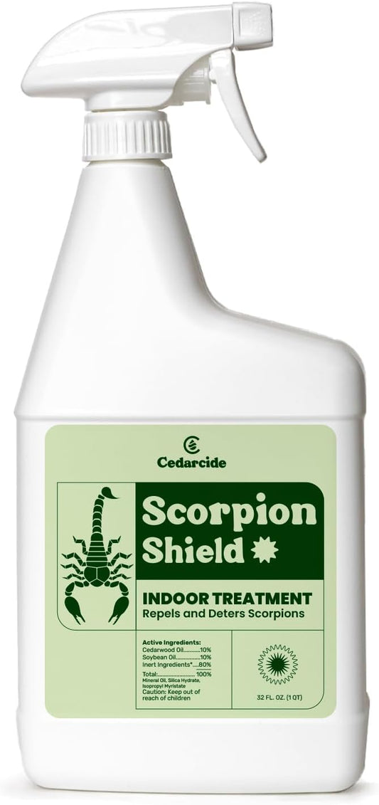 Cedarcide Scorpion Shield (Quart) Indoor Cedar Oil Pest Control Spray - Kills & Repels Scorpions and Other Pests Guaranteed - Pet Safe